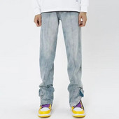 Új Divatos Férfi Farmer Cargo Nadrág Hip hop Streetwear Gördeszka Fashion Spliced Slit Full button Baggy Farmer Férfi 5086