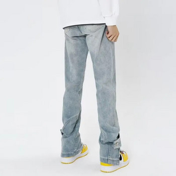 Νέο μοντέρνο ανδρικό τζιν παντελόνι Cargo Hip hop Streetwear Skateboard Μόδα με κουμπιά με κουμπιά φαρδιά τζιν Ανδρικά 5086