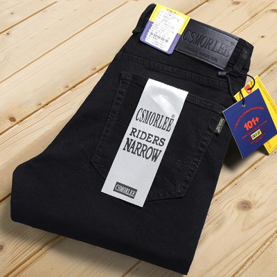 2023 m. naujojo pavasario rudens vyriški džinsai Vintažiniai mėlyni vienspalviai elastiniai klasikiniai džinsai Vyriški ploni madingi džinsiniai kelnės, vyriškos 28–40 m.