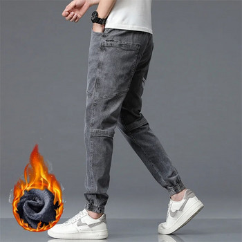 Ανδρικά χειμερινά Thermal Jeans Snow Ζεστά Stretch ίσια τζιν στενά πόδια Ανδρικό φλις βελούδινο τζιν μακρύ παντελόνι Cool fashion παντελόνι
