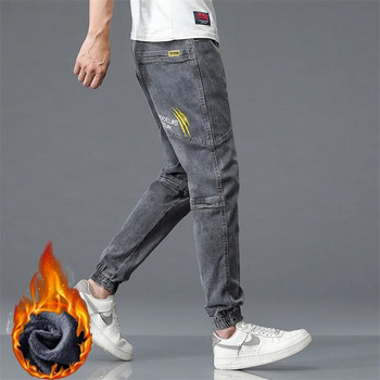 Ανδρικά χειμερινά Thermal Jeans Snow Ζεστά Stretch ίσια τζιν στενά πόδια Ανδρικό φλις βελούδινο τζιν μακρύ παντελόνι Cool fashion παντελόνι