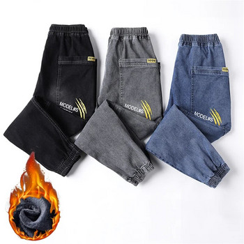 Ανδρικά χειμερινά Thermal Jeans Snow Ζεστά Stretch ίσια τζιν στενά πόδια Ανδρικό φλις βελούδινο τζιν μακρύ παντελόνι Cool fashion παντελόνι