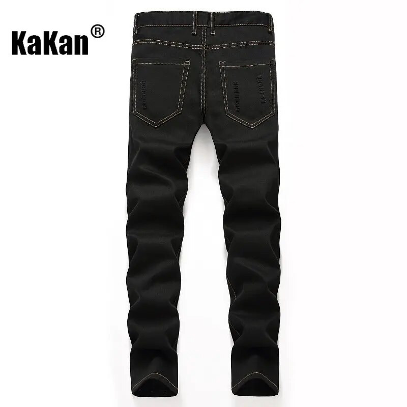 Kakan - Street Personality Embroidery Wing Hole férfi farmer, új piros fekete farmer férfi zsebdekoráció K02-8733