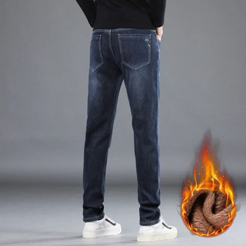 Ανδρικά casual τζιν ζεστά φλις βαμβακερά ρούχα Λεπτά, Χειμώνας 2022 Νέο τζιν παντελόνι ίσιο παντελόνι Stretch Jean ανδρικό 28-40