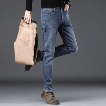 Ανδρικά casual τζιν ζεστά φλις βαμβακερά ρούχα Λεπτά, Χειμώνας 2022 Νέο τζιν παντελόνι ίσιο παντελόνι Stretch Jean ανδρικό 28-40