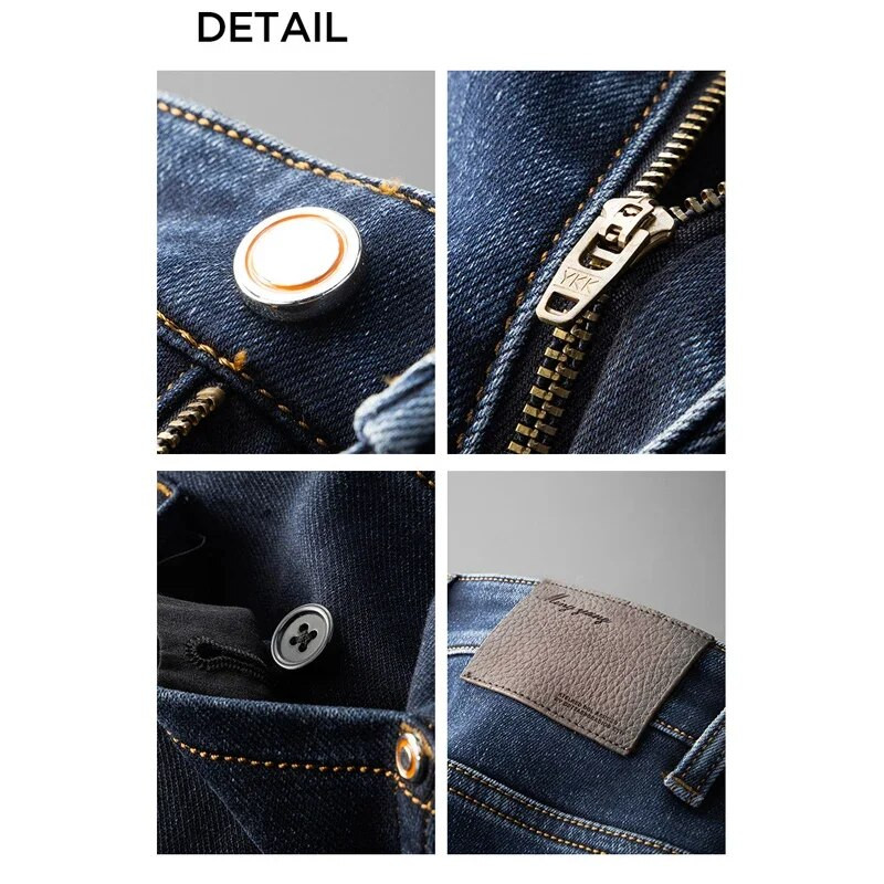 BROWON prekės ženklo vyriški džinsai rudeniniai ir žieminiai sustorėję skalbiniai džinsai vyriškos kelnės Naujos verslo kasdienės tiesios medvilnės Demin kelnės vyriškos