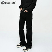 LUZHEN Slim vīriešu elastīgie džinsi Moderni korejiešu vienkārši eleganti taisni cauruļu džinsa bikses vienkrāsaini augstas kvalitātes plūdmaiņas 2023 72e702