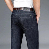 Pavasaris ruduo Vyriški verslo kasdieniai platėjantys džinsai aukštu juosmeniu Ledinis šilkas Minkštas verslo biuras Vidutinio amžiaus tėtis laisvalaikis