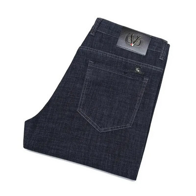 Pavasaris ruduo Vyriški verslo kasdieniai platėjantys džinsai aukštu juosmeniu Ledinis šilkas Minkštas verslo biuras Vidutinio amžiaus tėtis laisvalaikis