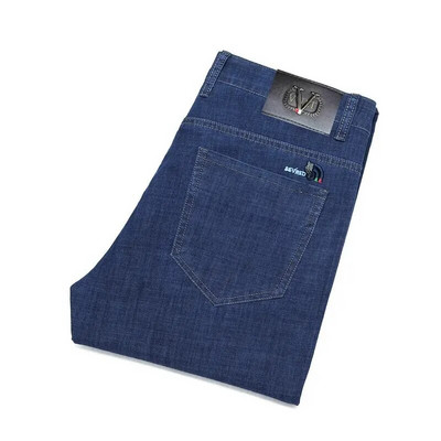 Pavasaris ruduo Vyriški verslo kasdieniai platėjantys džinsai aukštu juosmeniu Ledinis šilkas Minkštas verslo biuras Vidutinio amžiaus tėtis laisvalaikis