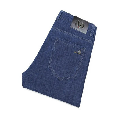 Pavasaris ruduo Vyriški verslo kasdieniai platėjantys džinsai aukštu juosmeniu Ledinis šilkas Minkštas verslo biuras Vidutinio amžiaus tėtis laisvalaikis