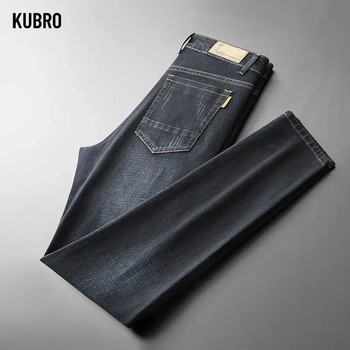 KUBRO Men Fashion Jean Business Casual Straight Regular Classic Style Stretch Denim Spring Versatial Trousers Pantalones Hombre