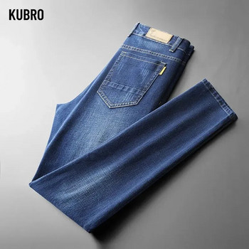 KUBRO Men Fashion Jean Business Casual Straight Regular Classic Style Stretch Denim Spring Versatial Trousers Pantalones Hombre