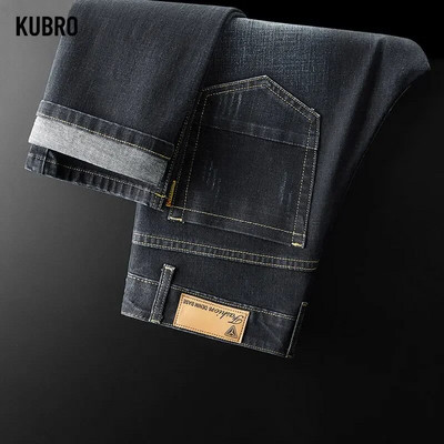 KUBRO Vīriešu Modes Džins Biznesa Ikdienišķa Taisna Regulāra Klasiskā Stila Stretch Džinsu Pavasara Daudzpusīgas Bikses Pantalones Hombre