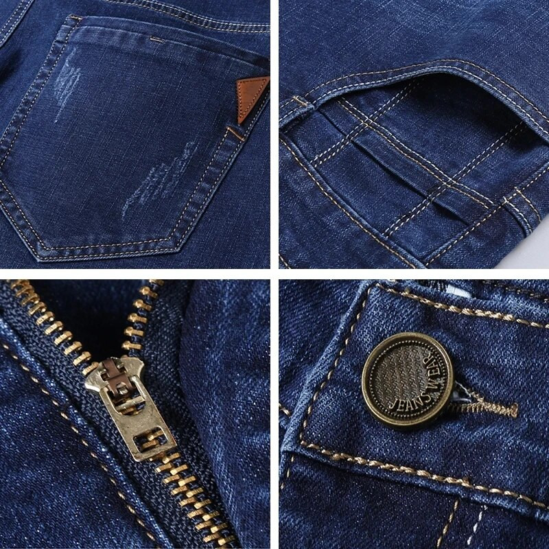 Vīriešu rudens lielizmēra biznesa ikdienas džinsi pavasara modes brīvas, elastīgas, taisnas bikses augstas kvalitātes zīmola džinsi bikses vīriešiem