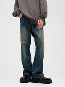 YIHANKE paprasto skalbimo gradiento džinsai „Port Wind Retro Tide“ prekės ženklo „Nostalgic Blue“ plačiomis kojomis laisvos kelnės vyriški džinsai