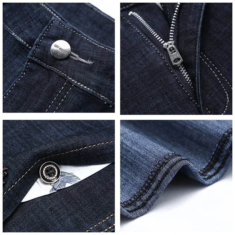 Vīriešu kokvilnas Slim Fit džinsi Vīriešu modes Augstas kvalitātes biznesa Boss bikses Vīriešu elastīgas ikdienišķas brīvas taisnas džinsu bikses vīriešiem