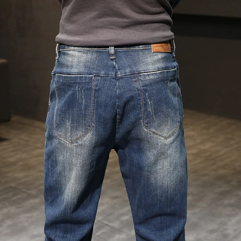 Vīriešu džinsi Bikses Hip Hop Streetwear Vīriešu Harēma Bikses Džinsu Bikses Brīvas Fit Retro Blue Streetch Patchwork Vīriešu Džinsi Hombre