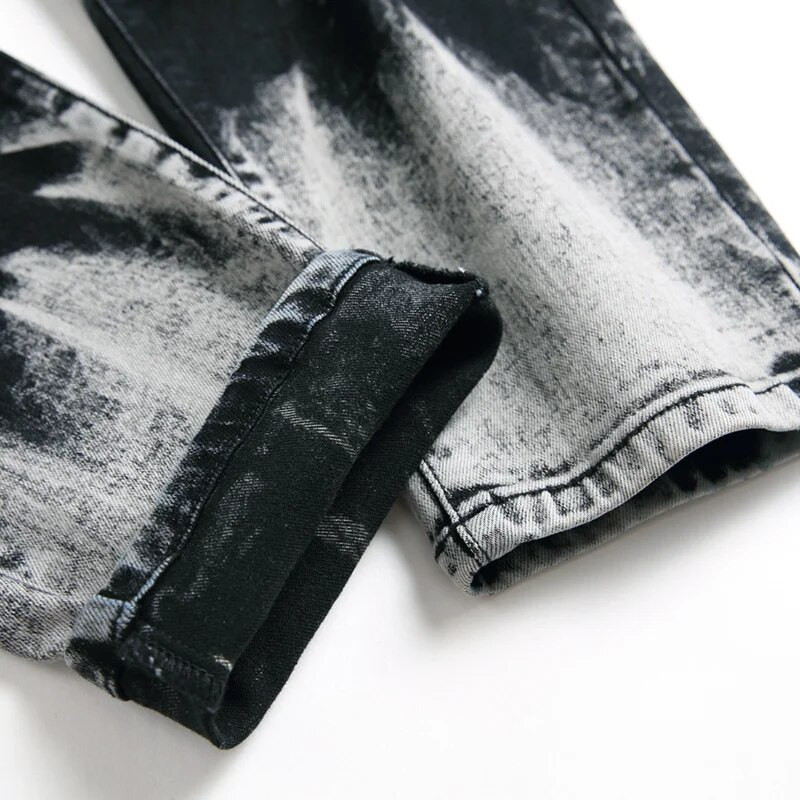 Vyriški džinsai Y2k rudens ir žiemos džinsinės kelnės Laisvalaikio pilkos spalvos hiphopo kelnės su gėlėmis, jaunatviškos, madingos, plonos viso ilgio