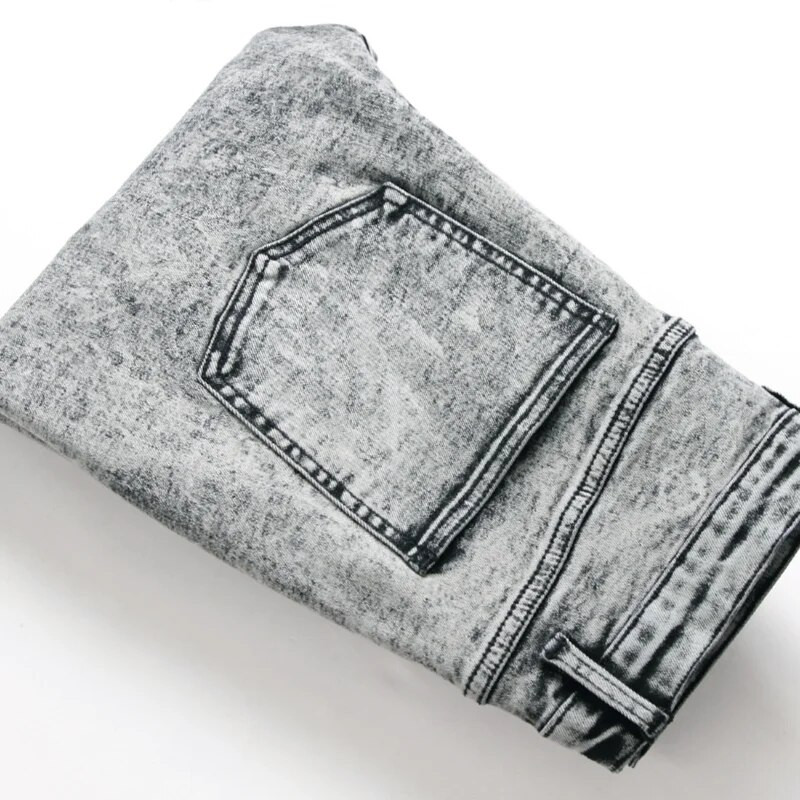 Vyriški džinsai Y2k rudens ir žiemos džinsinės kelnės Laisvalaikio pilkos spalvos hiphopo kelnės su gėlėmis, jaunatviškos, madingos, plonos viso ilgio