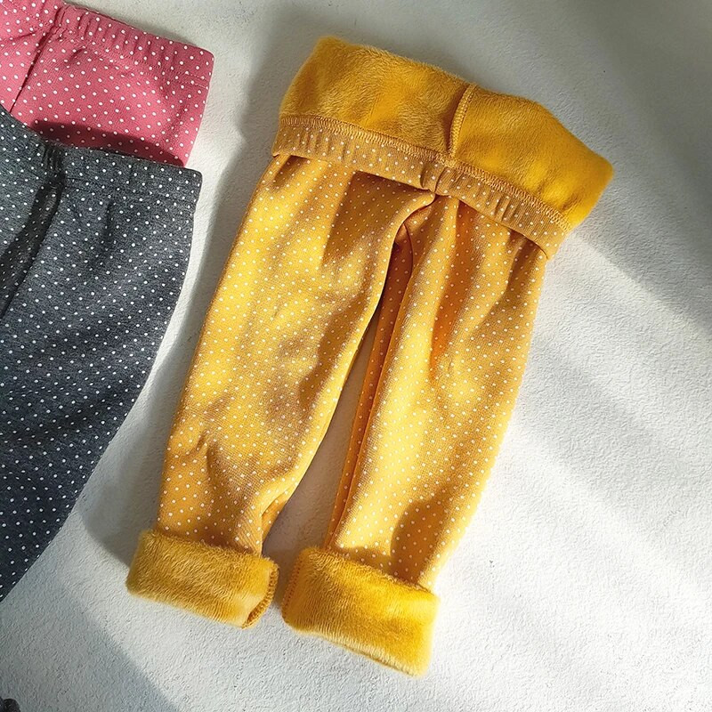 Bērnu apģērbi Ziemas Kokvilnas Bikses Meitenes Apdruka Punktiski Silti Flīsa Legingi Rudens Meiteņu Zeķubikses Plus Samta Bikses Bikses Bērni