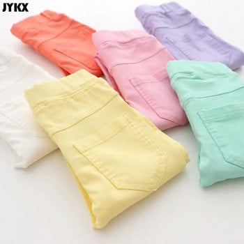 2023 Детски панталони за момичета Пролет Есен Цветни бонбони Еластични панталони тип молив Детски плътни клинове за 2-11 години Детско облекло