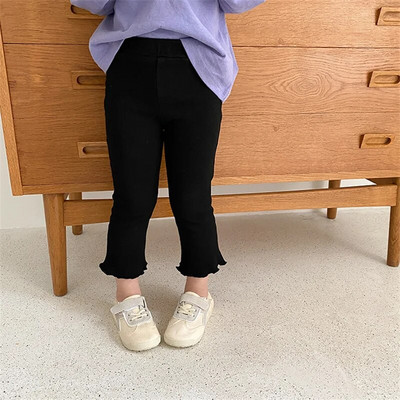 Bērnu bikses pavasara un vasaras meitenes, šauras bikses, mazas meitenes, ikdienas apgrieztas bikses