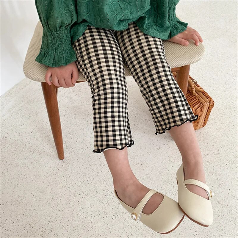 Bērnu bikses pavasara un vasaras meitenes, šauras bikses, mazas meitenes, ikdienas apgrieztas bikses