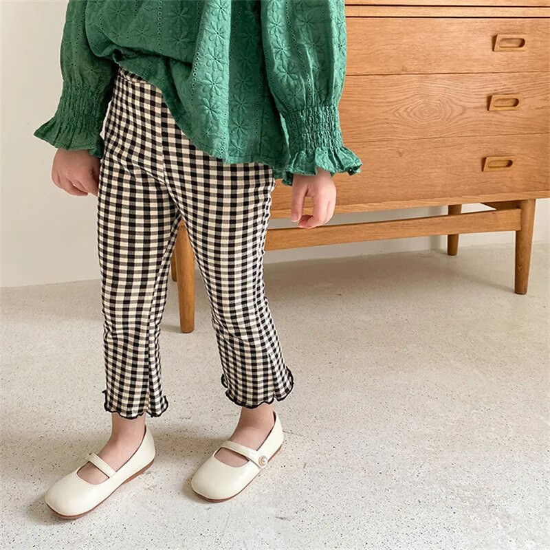 Bērnu bikses pavasara un vasaras meitenes, šauras bikses, mazas meitenes, ikdienas apgrieztas bikses