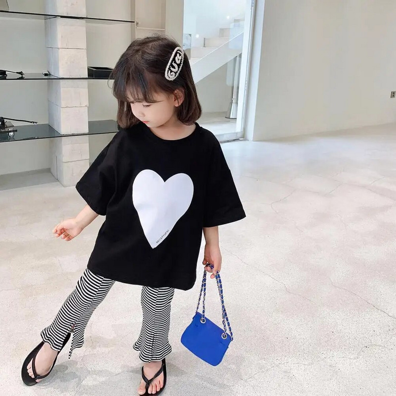 Laste püksid 2021 suvised korea tüdrukud beebid suvised laia säärega õhukesed üheksa punktiga püksid, triibulised püksid