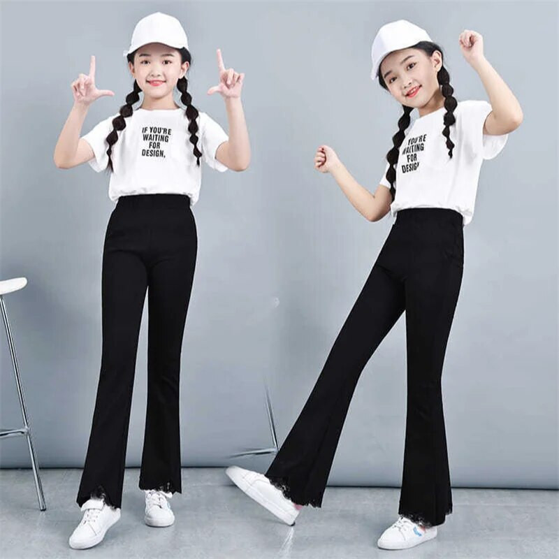 Meiteņu bikses ar uzplaiksnījumu 2020. g. Jaunas pavasara un rudens ikdienas bikses Bērnu bikses, elastīgas bikses