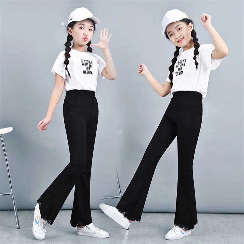 Meiteņu bikses ar uzplaiksnījumu 2020. g. Jaunas pavasara un rudens ikdienas bikses Bērnu bikses, elastīgas bikses