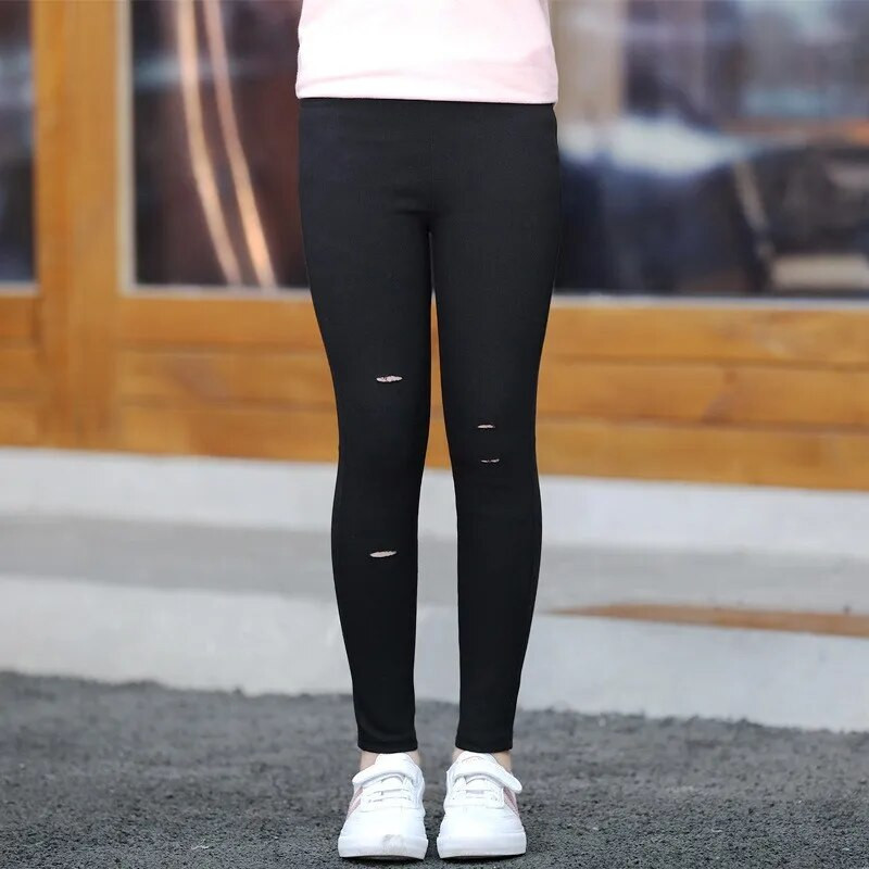 Meitenes valkā plēstas pēdas Zīmuļu bikses Meiteņu burvju bikses Summer Thin Section 2021 Jauns bērnu plāns, plāns melns