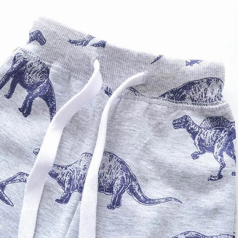 Little Manen Vaikų rudens drabužiai 2023 m. berniukų pavasario vaikų pilnos kelnės Medvilninis animacinis filmas Dinozaurai Kelnės Kūdikių berniukų drabužiai