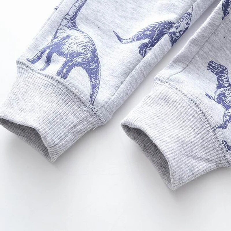 Little Manen Vaikų rudens drabužiai 2023 m. berniukų pavasario vaikų pilnos kelnės Medvilninis animacinis filmas Dinozaurai Kelnės Kūdikių berniukų drabužiai