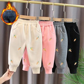 Gyermek téli hétköznapi hosszú nadrág Bő, hímzett sportnadrág Alkalmas lányok fiúk pamut anyag puha tapintású