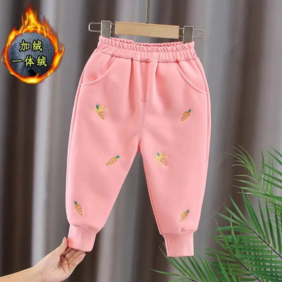 Gyermek téli hétköznapi hosszú nadrág Bő, hímzett sportnadrág Alkalmas lányok fiúk pamut anyag puha tapintású