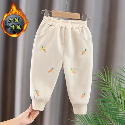 Gyermek téli hétköznapi hosszú nadrág Bő, hímzett sportnadrág Alkalmas lányok fiúk pamut anyag puha tapintású