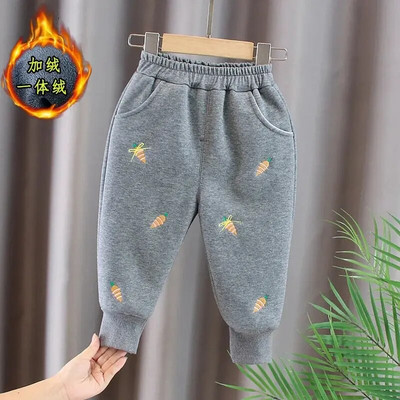 Gyermek téli hétköznapi hosszú nadrág Bő, hímzett sportnadrág Alkalmas lányok fiúk pamut anyag puha tapintású