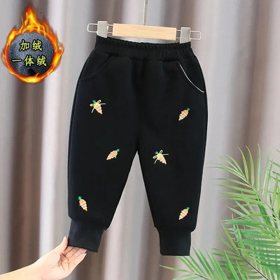 Gyermek téli hétköznapi hosszú nadrág Bő, hímzett sportnadrág Alkalmas lányok fiúk pamut anyag puha tapintású