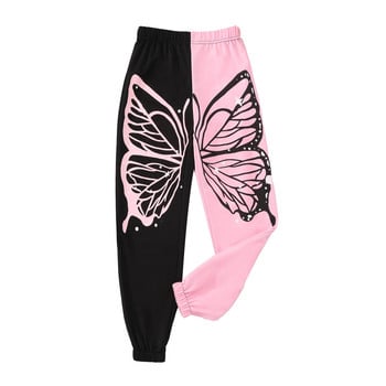 Пролет и есен Нови деца носят панталони с контрастни щампи на пеперуди Модни удобни панталони за момичета 8 9 10 11 12 години