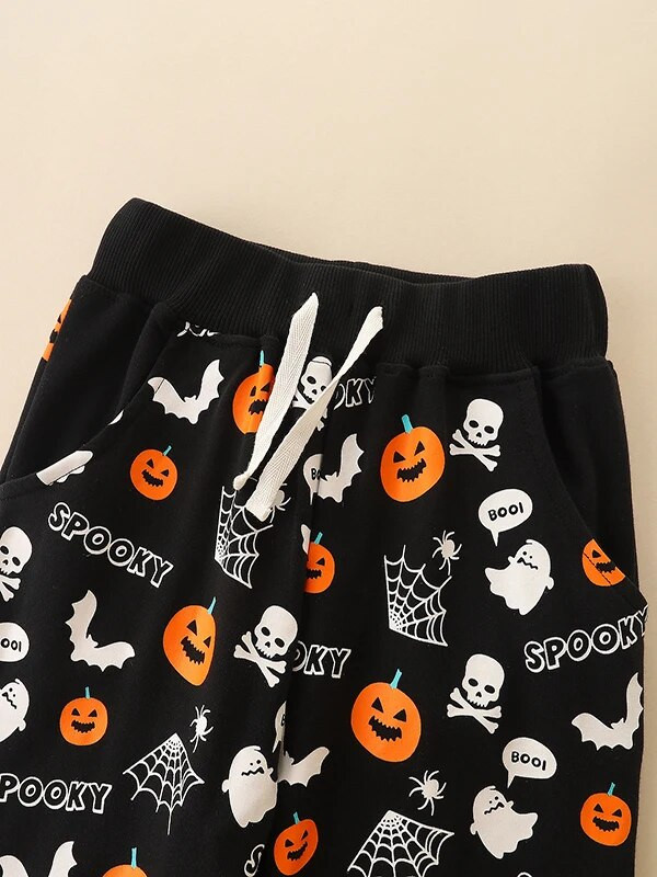 SAILEROAD Rudens animacinis filmas Helovinas Moliūgas Kelnės Vaikams Drabužiai Medvilniniai paminkštinti Kelnės Sportiniai Megztiniai Berniukui Vaikiški Drabužiai