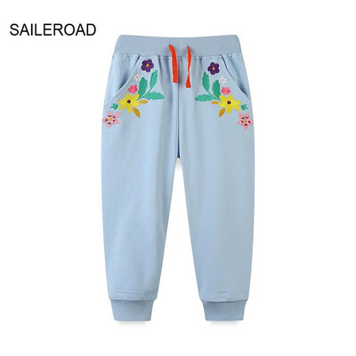 SAILEROAD 2-7 Gads 2023 Jauns rudens pavasaris Izšuvumi Ziedi Bikses Bērni Zēni Bikses Ikdienas Džemperi Sporta Apģērbs