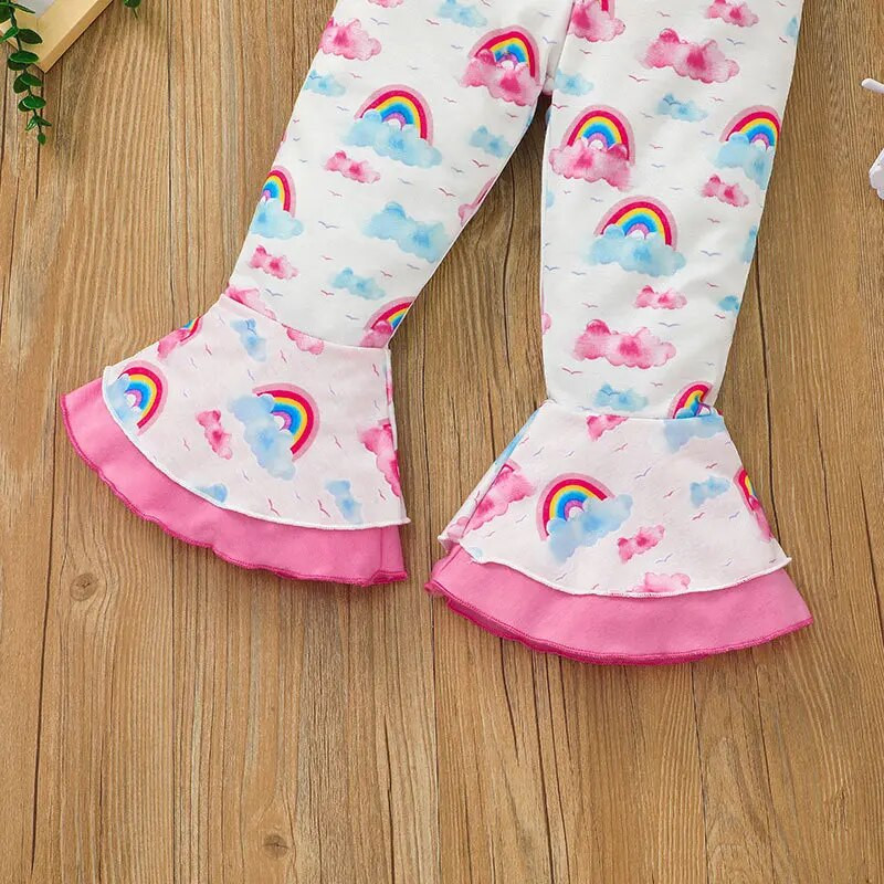 SAILEROAD 2023 új őszi tavaszi rajzfilm édes szivárványos nadrágok gyerekeknek lányok kiszélesedő nadrágok alkalmi pamut nadrágok