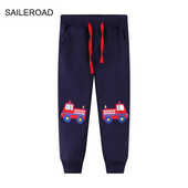 SAILEROAD 2-7 Gadi 2022 Jauns pavasaris Ugunsdzēsēju mašīnas Bikses Zēniem Bērniem Zēniem Bikses Bikses Ikdienas Transporta Džemperi Siltas Sporta Bikses