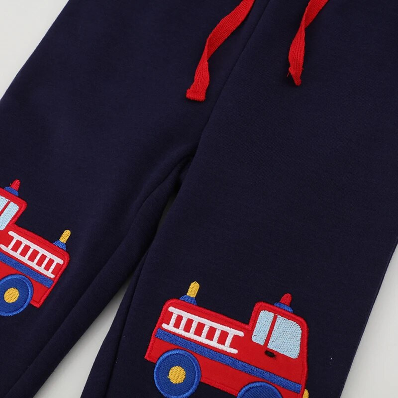 SAILEROAD 2-7 Gadi 2022 Jauns pavasaris Ugunsdzēsēju mašīnas Bikses Zēniem Bērniem Zēniem Bikses Bikses Ikdienas Transporta Džemperi Siltas Sporta Bikses