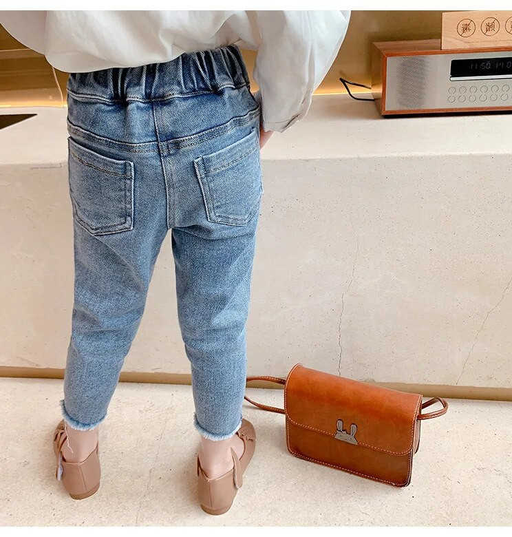 Vaikiški aksominiai stori džinsai žieminiai drabužiai naujo stiliaus korėjietiško stiliaus berniukams šilti kūdikiams laisvalaikio kelnės Vaikiški drabužiai džinsai mergaitėms