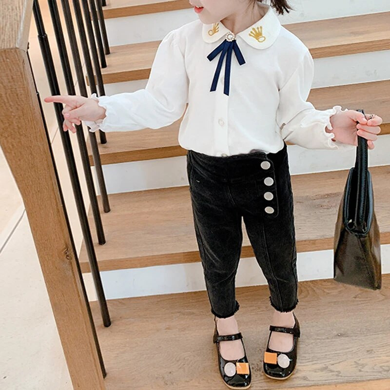 Vaikiški aksominiai stori džinsai žieminiai drabužiai naujo stiliaus korėjietiško stiliaus berniukams šilti kūdikiams laisvalaikio kelnės Vaikiški drabužiai džinsai mergaitėms