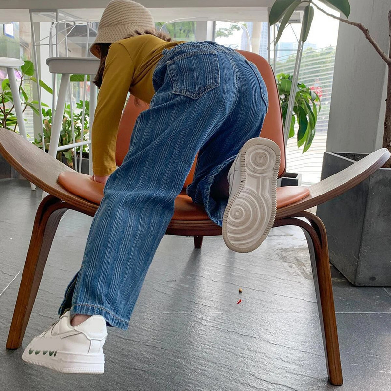 Meiteņu Bikses Pavasaris Rudens Jauns Trends Baby Kids Bērnu Džinsi Eiropas un Amerikas stila Modes dalītas platas bikses