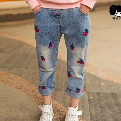 Jauks multfilmu raksts bērnu džinsi pavasaris rudens ziema burvīgs kaķis augstas kvalitātes bērnu bikses ikdienas bikses bērnu meitenēm džinsi